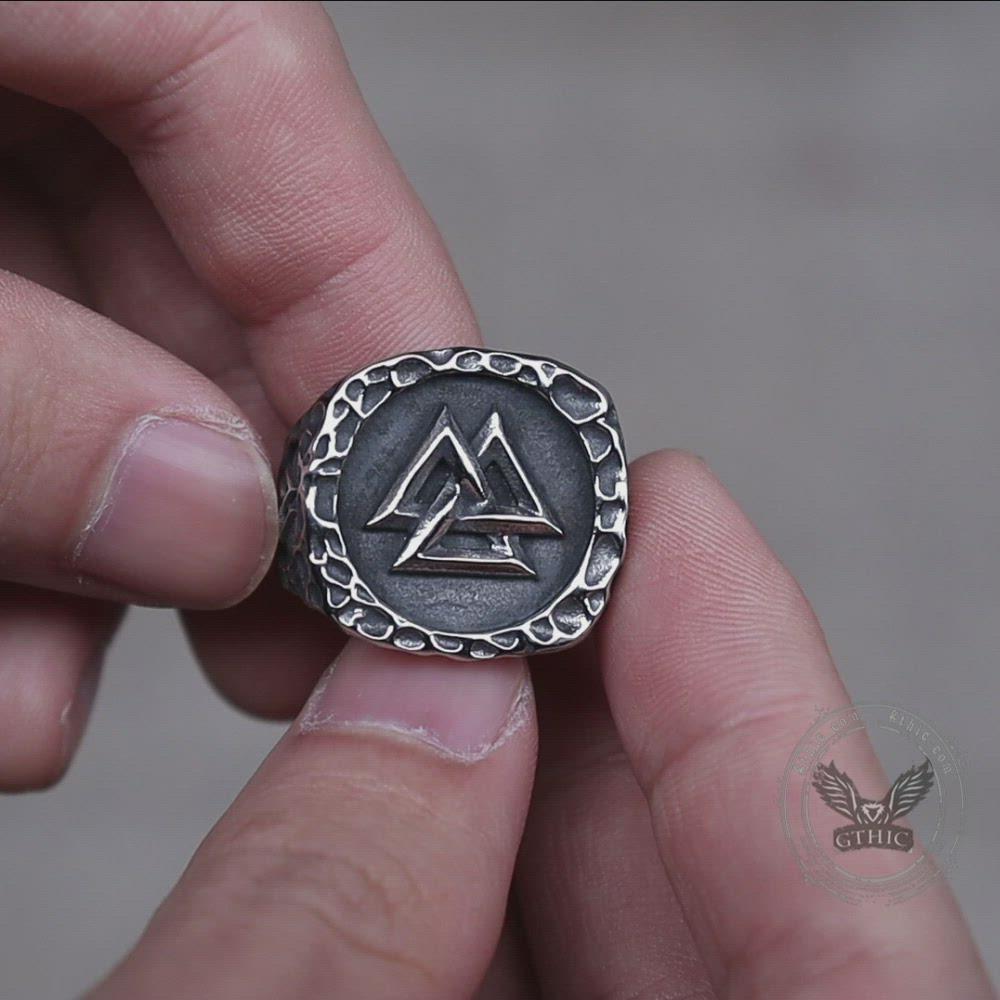 Valknut Runes Stainless Steel Viking Ring