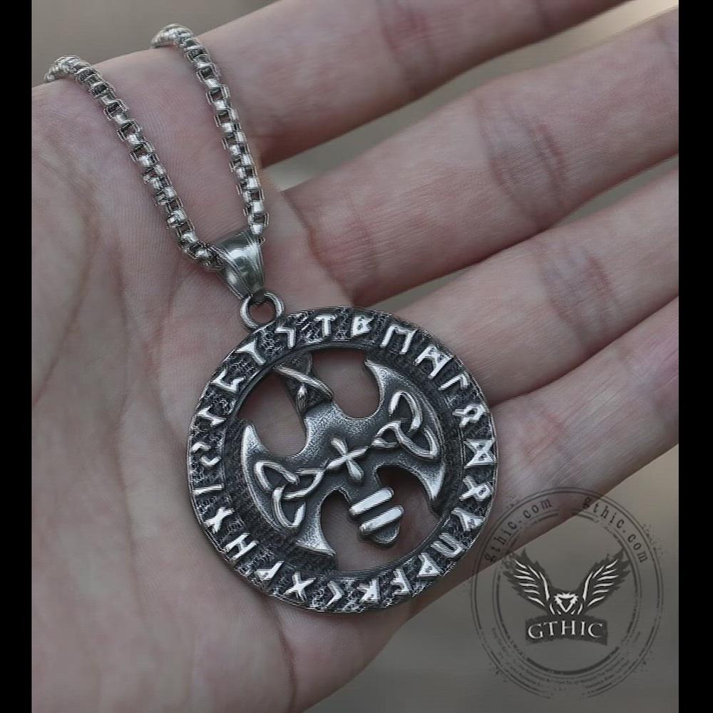 Viking Runes Celtic Knot Stainless Steel Pendant