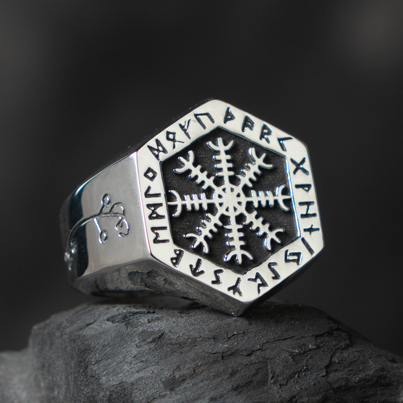 Ægishjálmr Stainless Steel Viking Ring