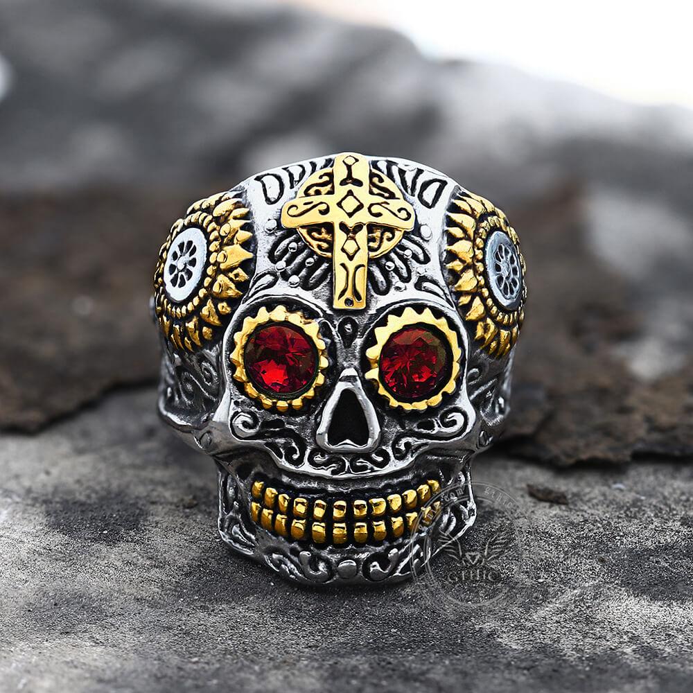 Details about   Stainless Steel Sugar Day of The Dead Skull Ring for Men Women Gothic Jewelry 