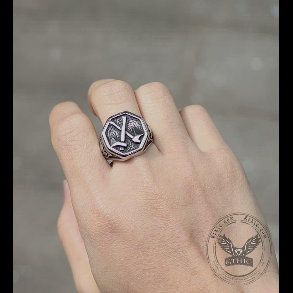 Viking Axe Stainless Steel Ring