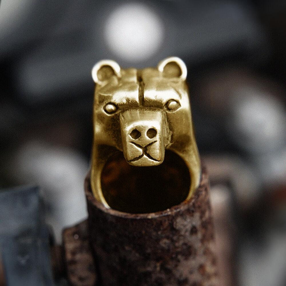 Black Bear Stainless Steel Animal Ring