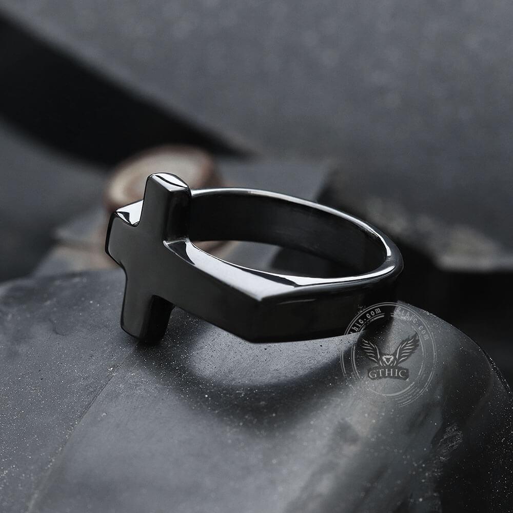 Classic Sideways Cross Stainless Steel Ring