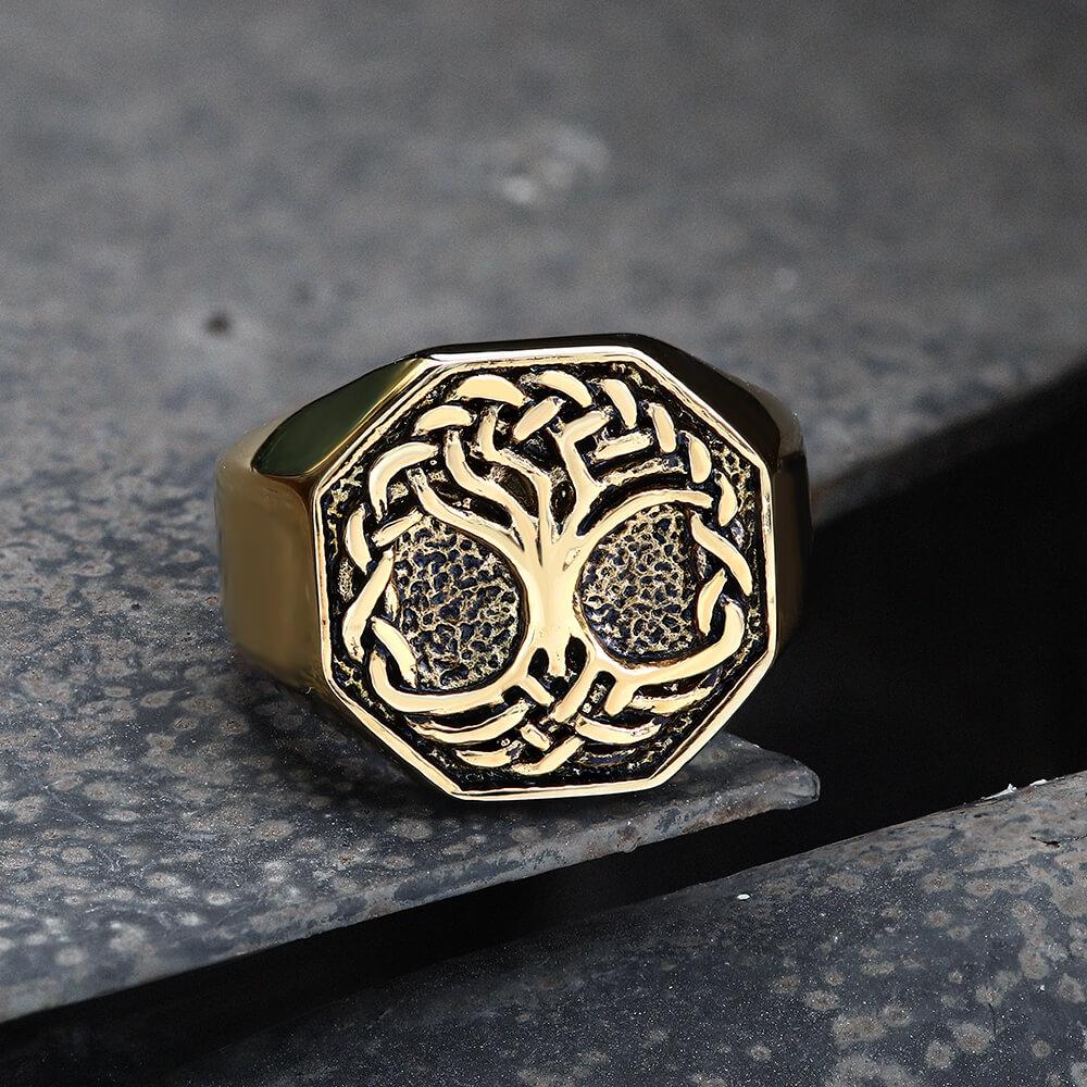 Classic Tree of Life Stainless Steel Viking Ring