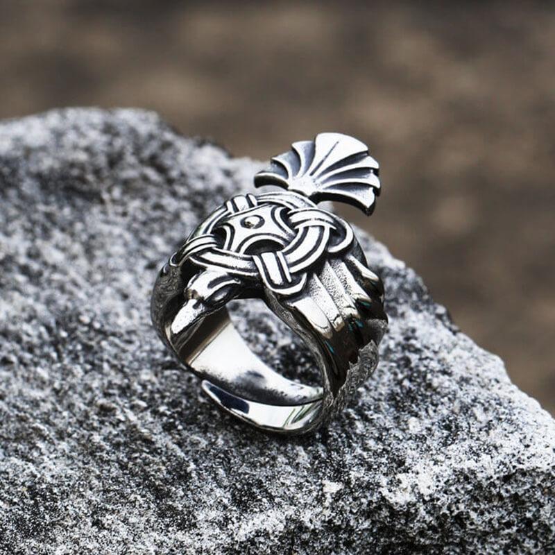 Crow Celtics Knot Stainless Steel Viking Ring