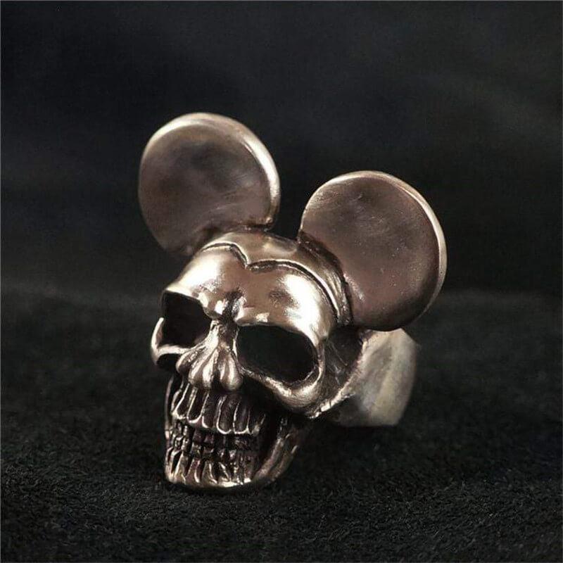 Harley Mickey Brass Skull Ring