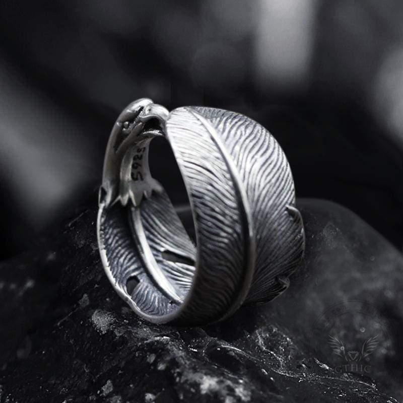 Indian Eagle Feather Sterling Silver Animal Ring