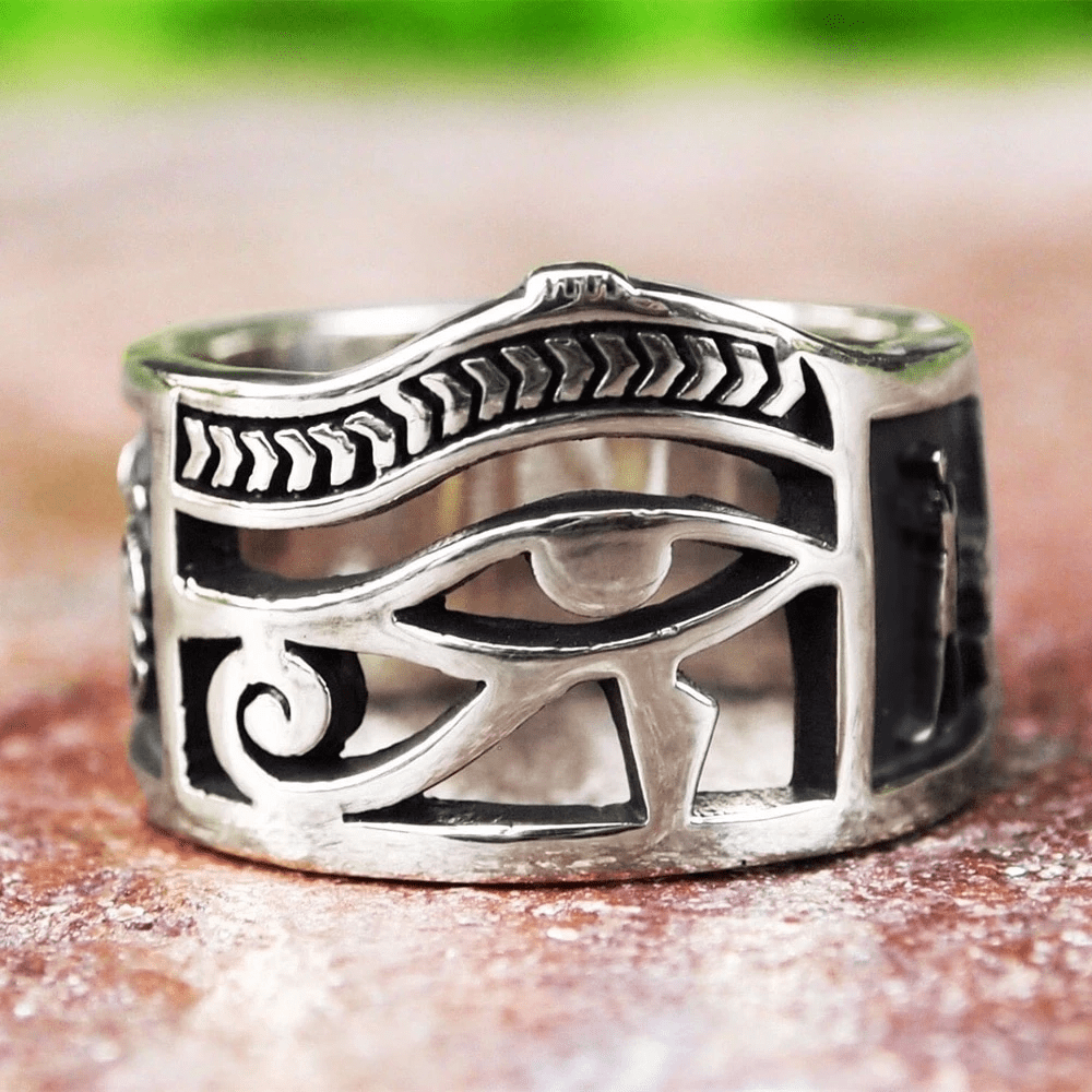 Egyptian Eye of Ra Ankh Stainless Steel Egypt Ring