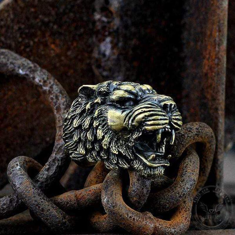 Growling Tiger Brass Ring