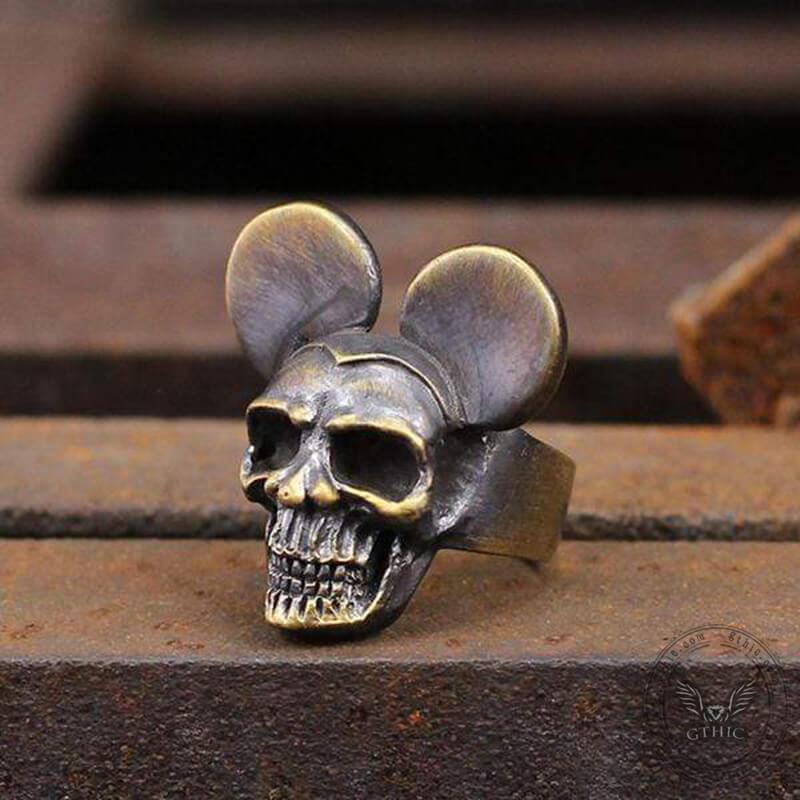 Harley Mickey Brass Skull Ring