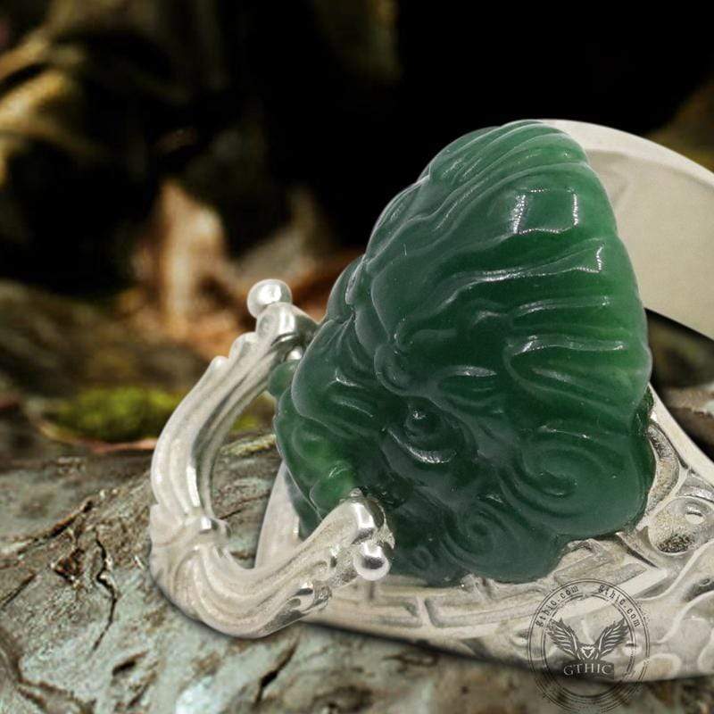 Jade Lion Sterling Silver Auspicious Cloud Ring
