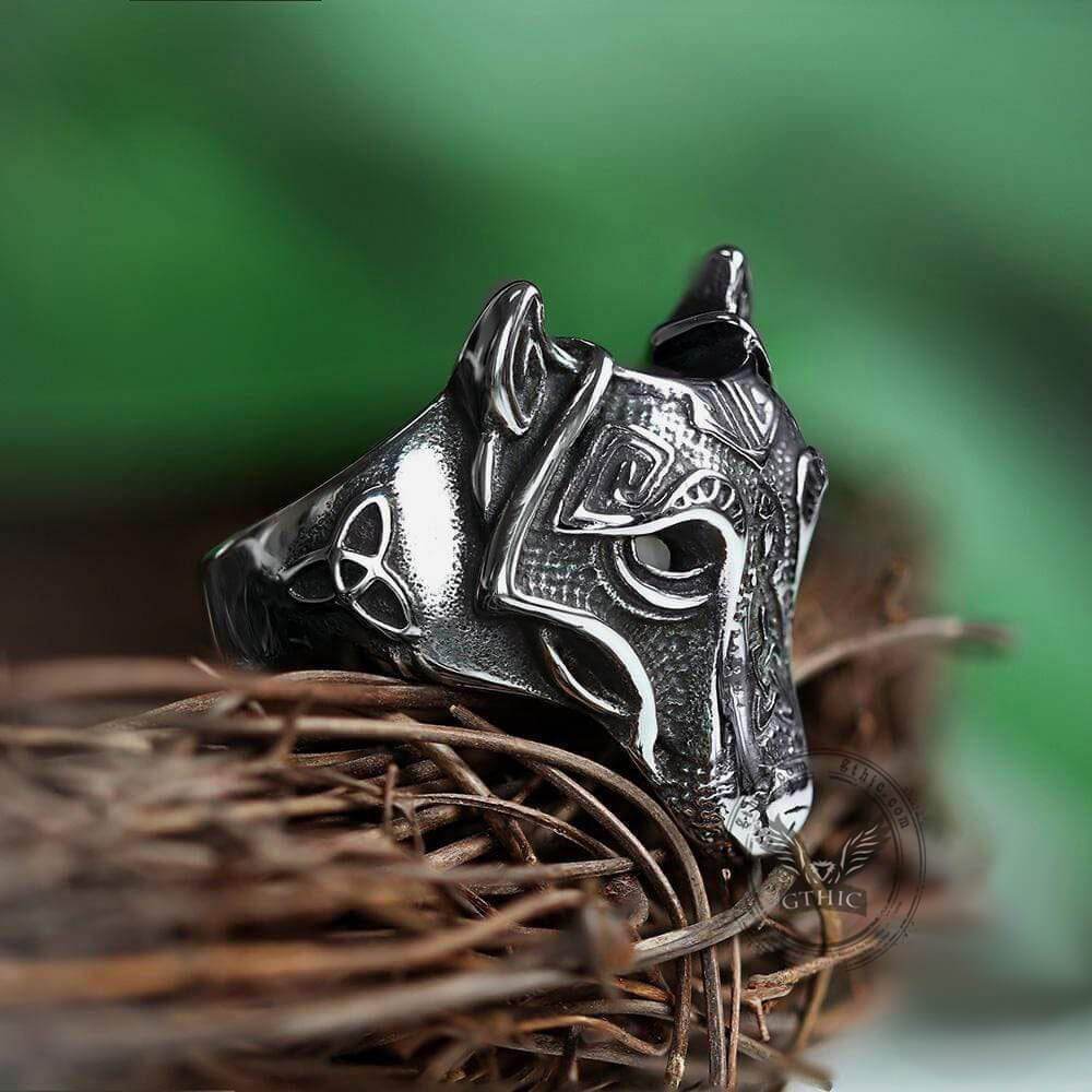 Nordic Wolf Stainless Steel Viking Ring