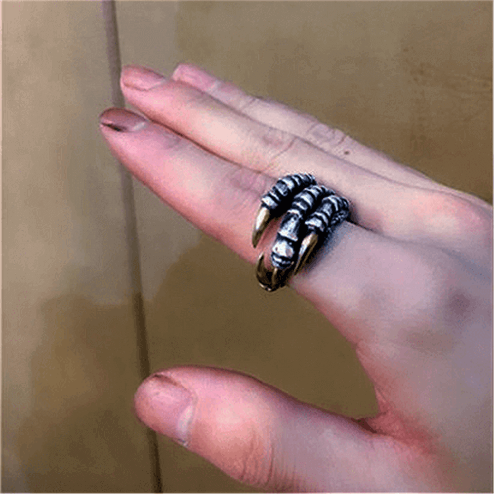 Retro Dragon Claw Brass Sterling Silver Ring