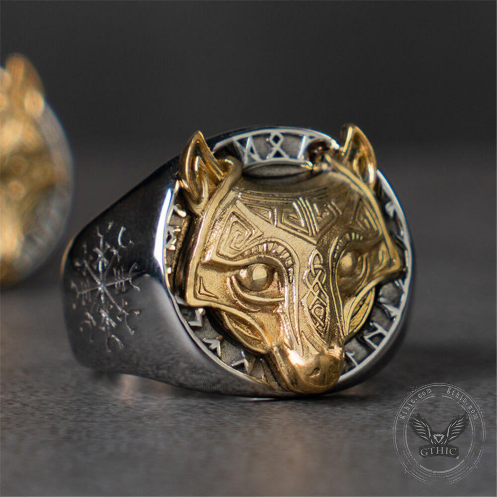 Nodic Fenrir Wolf Stainless Steel Viking Ring