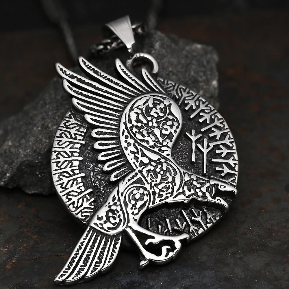 Nordic Raven Stainless Steel Viking Pendant
