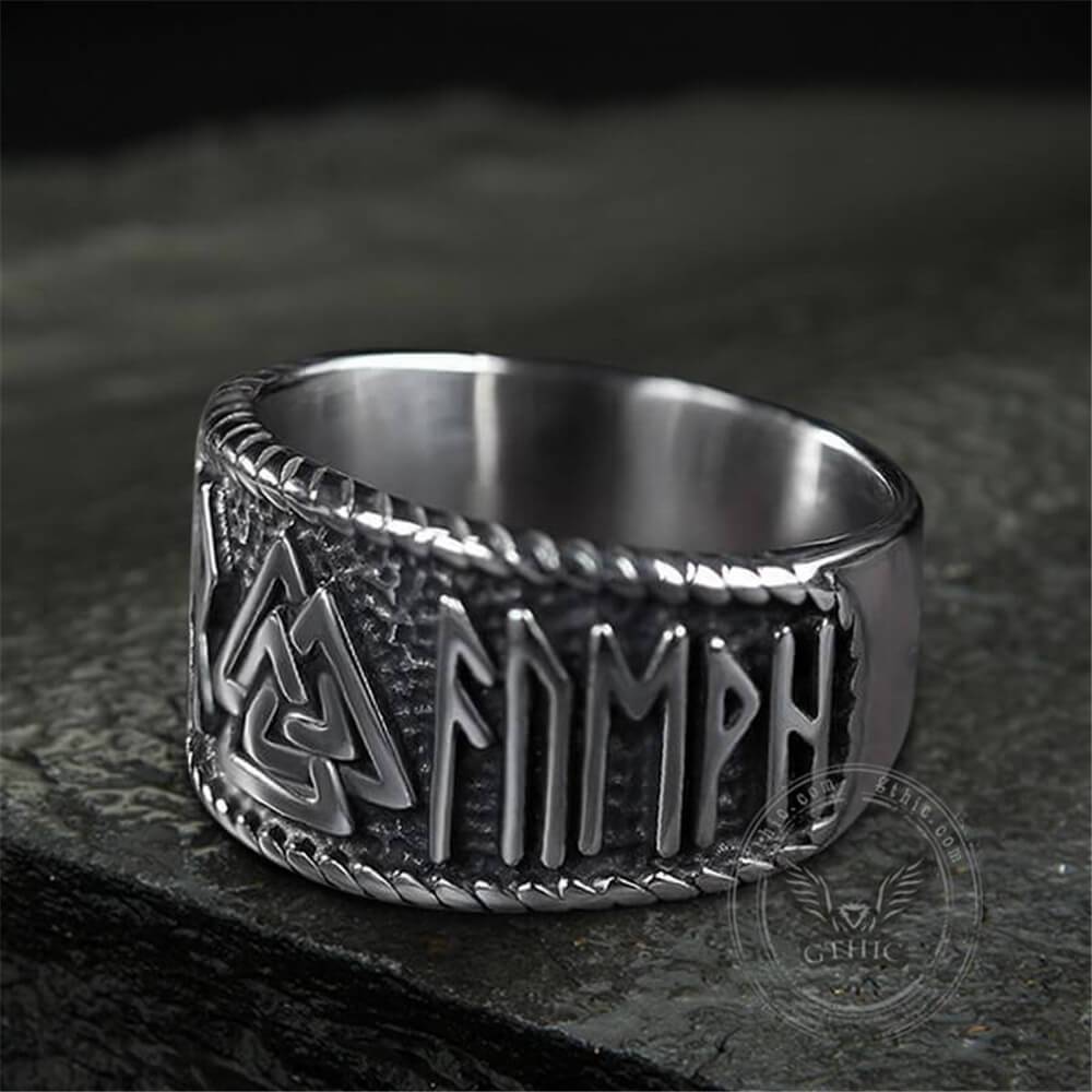 ODIN Runes Valknut 316L Stainless Steel Viking Ring
