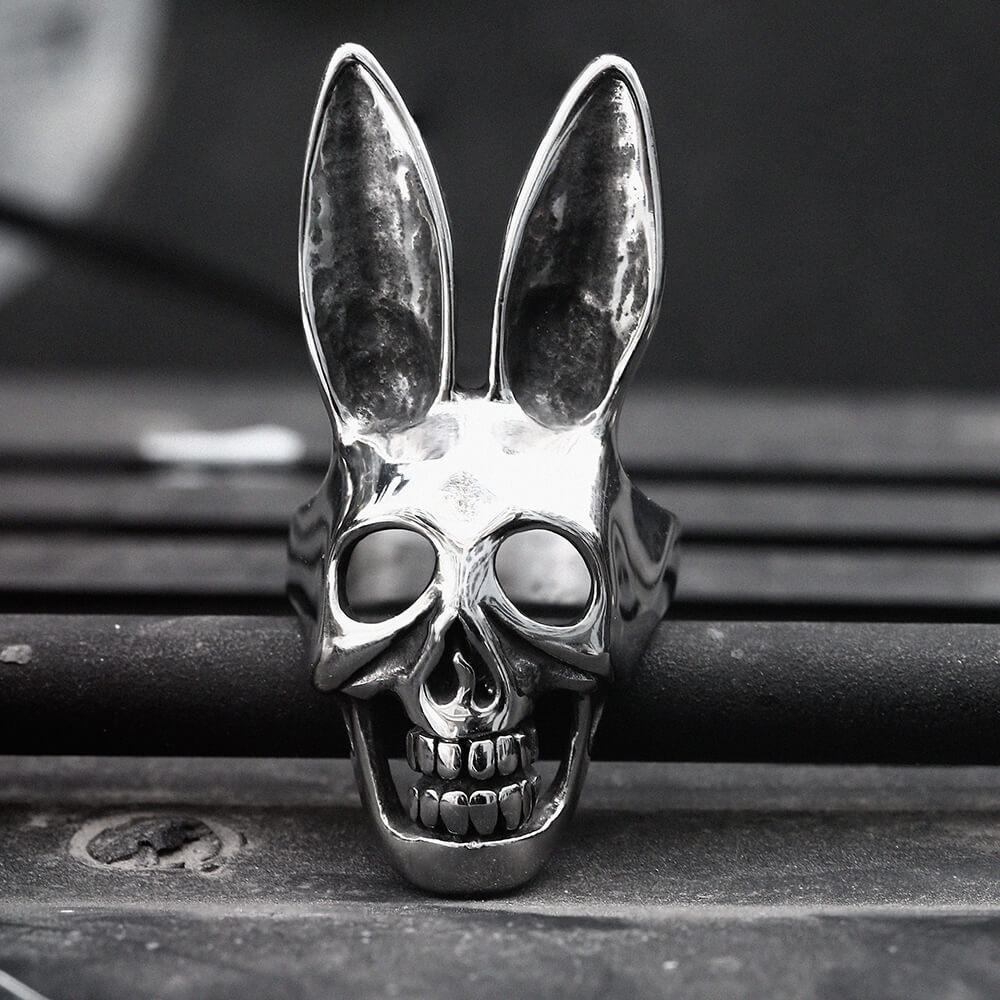 Bunny Rabbit Skull Stainless Steel Ring