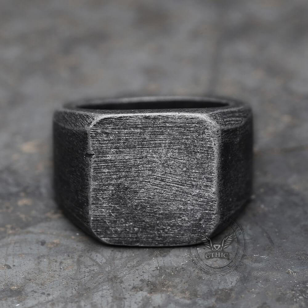 Retro Simple Plain Stainless Steel Square Ring