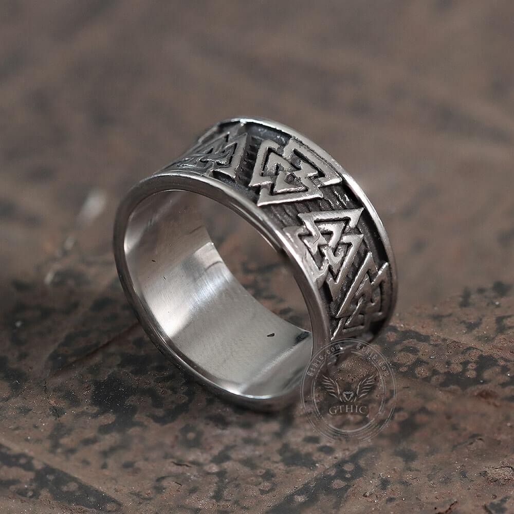 Retro Valknut Stainless Steel Viking Ring