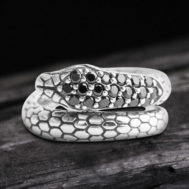 Silver Snake Sterling Silver CZ Ring