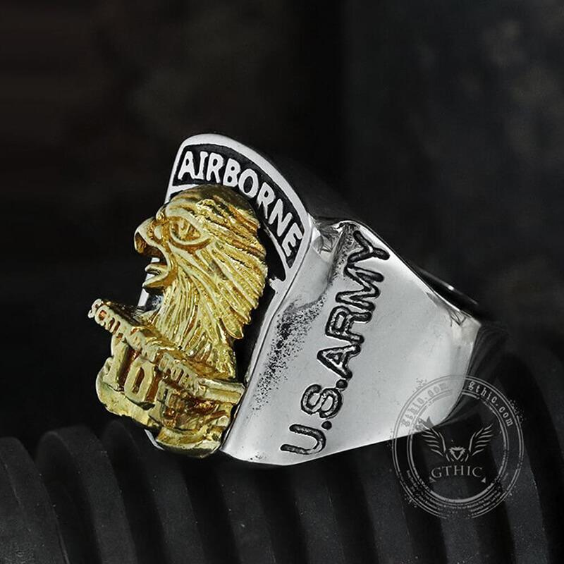 U.S. Army Airborne Eagle Stainless Steel Ring
