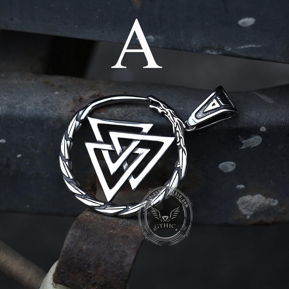 Valknut Stainless Steel Viking Dragon Pendant