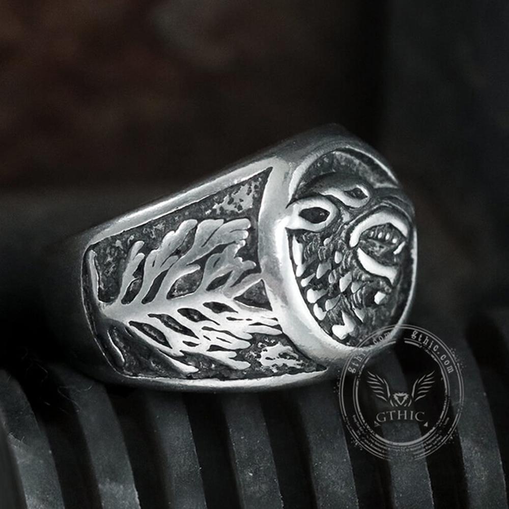 Viking Fenrir Stainless Steel Wolf Ring