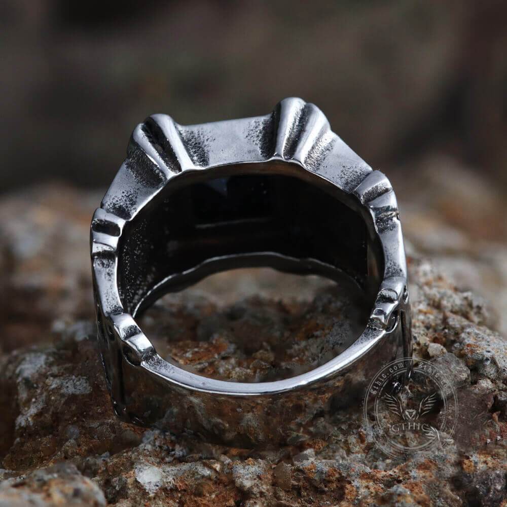 Vintage Cross Stainless Steel Gemstone Ring