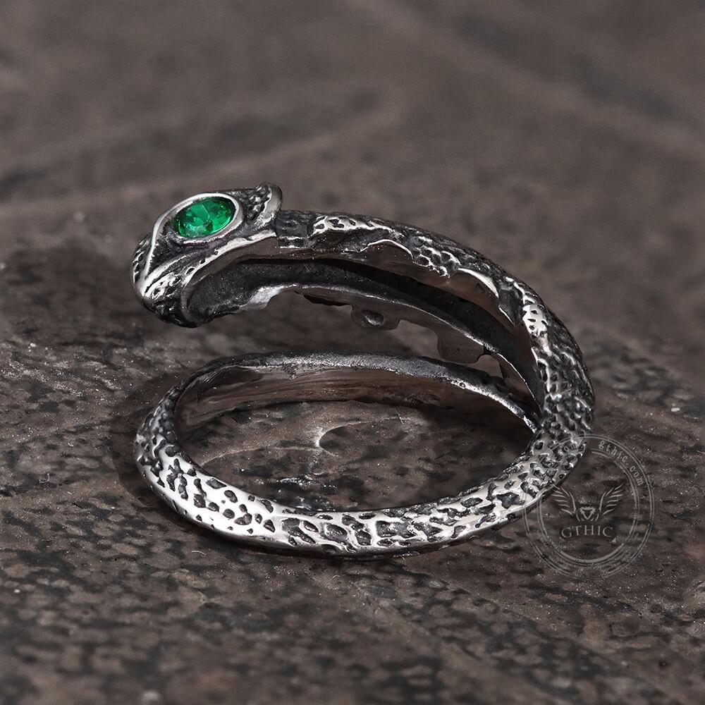 Vintage Lizard Stainless Steel Open Ring