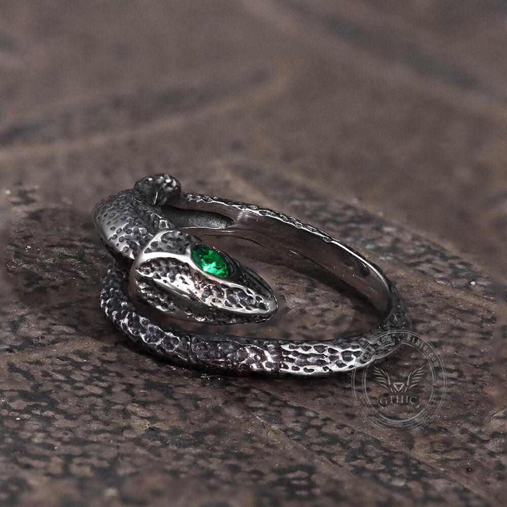 Vintage Lizard Stainless Steel Open Ring