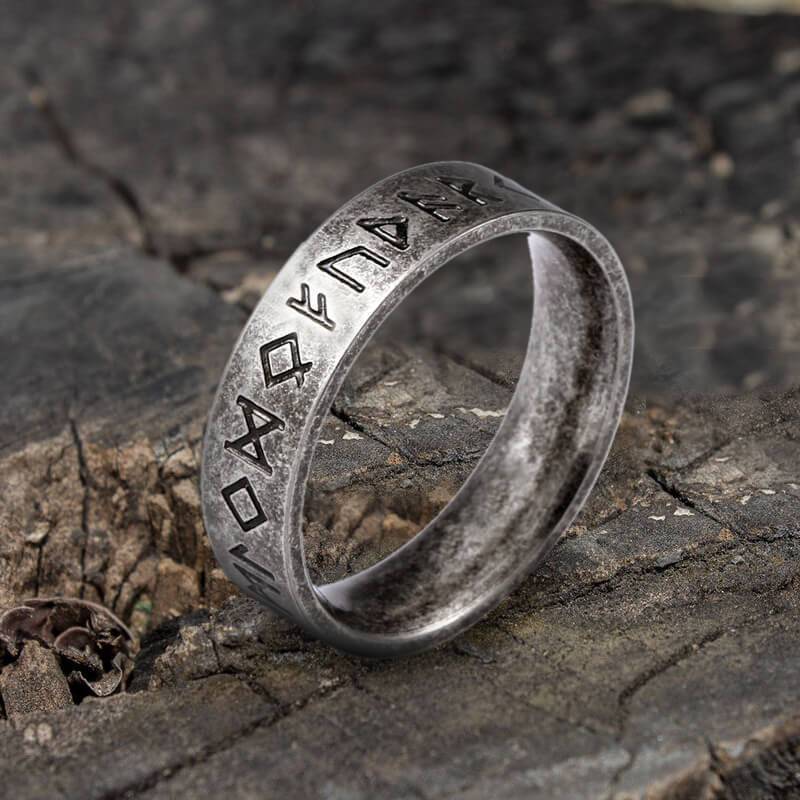 Vintage Viking Runes Sterling Silver Ring
