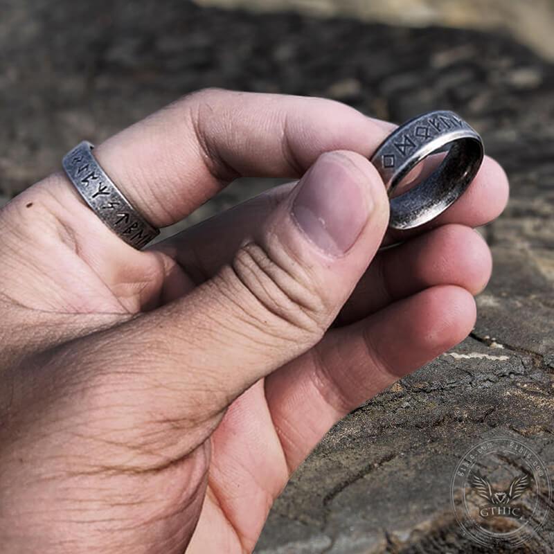 Vintage Viking Runes Stainless Steel Ring