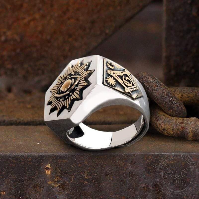 The All-seeing Eye Of God Sterling Silver Masonic Ring