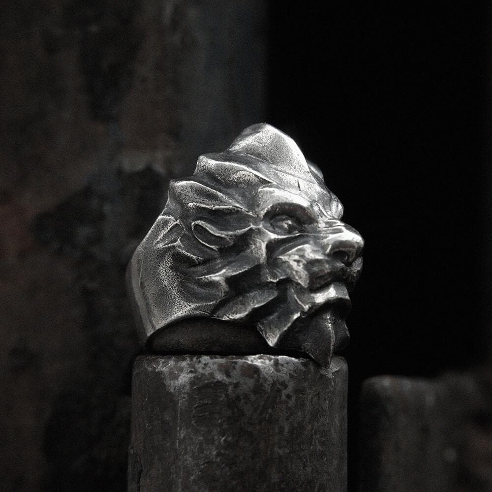 3D Lion Sterling Silver Beast Ring