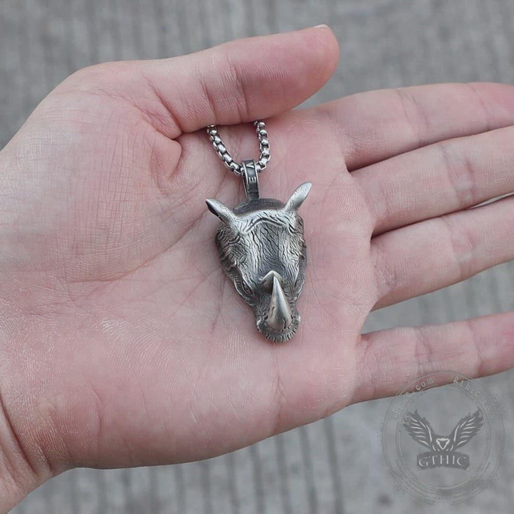 Wild Rhinoceros Pure Tin Necklace