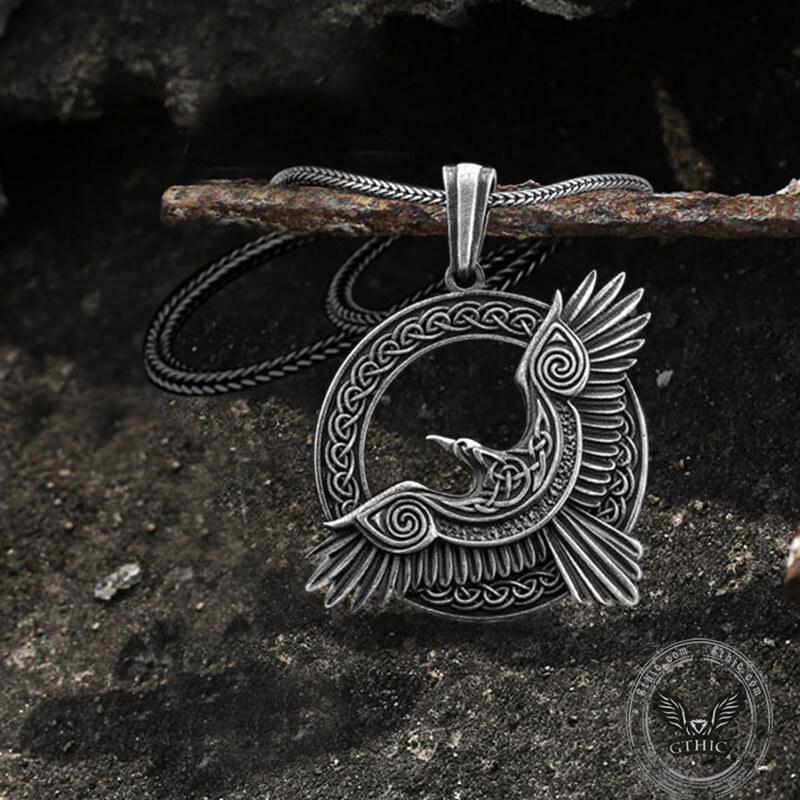 Celtic Knot Raven Pure Tin Viking Necklace