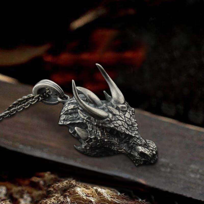 Domineering Dragon Head Pure Tin Necklace