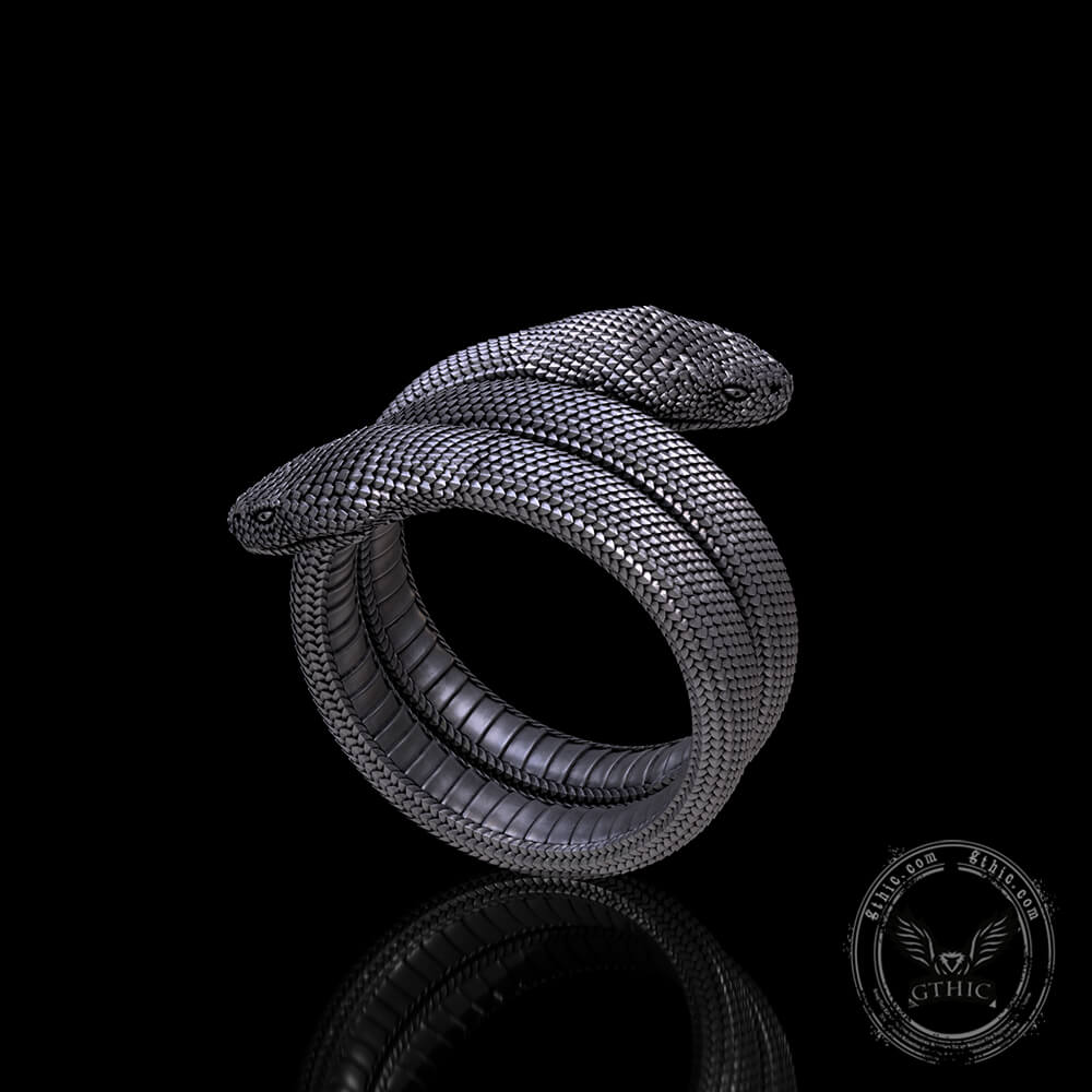 Double Headed Snake Sterling Silver Ring