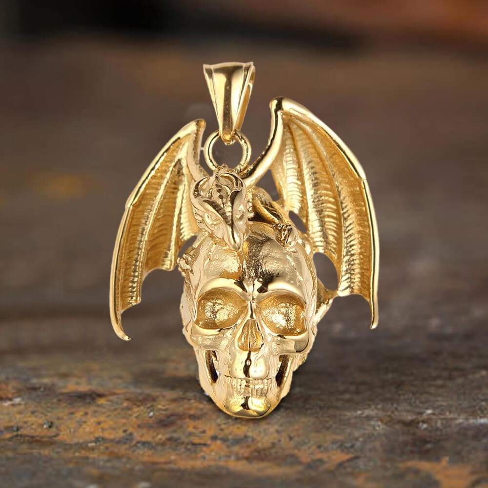 Flying Dragon Skull Stainless Steel Pendant