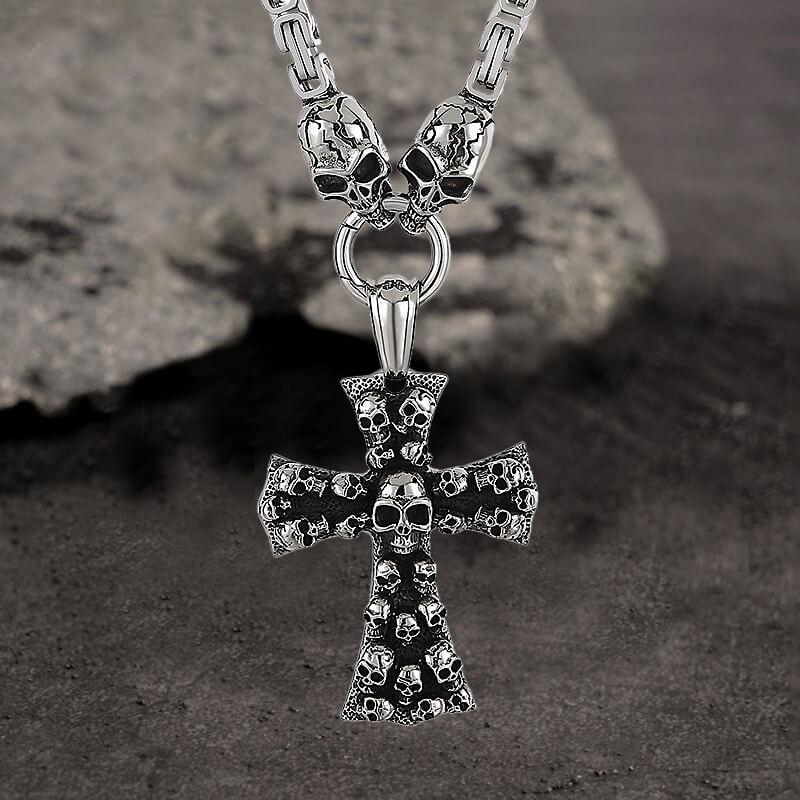 Ghost Cross Stainless Steel Skull Necklace