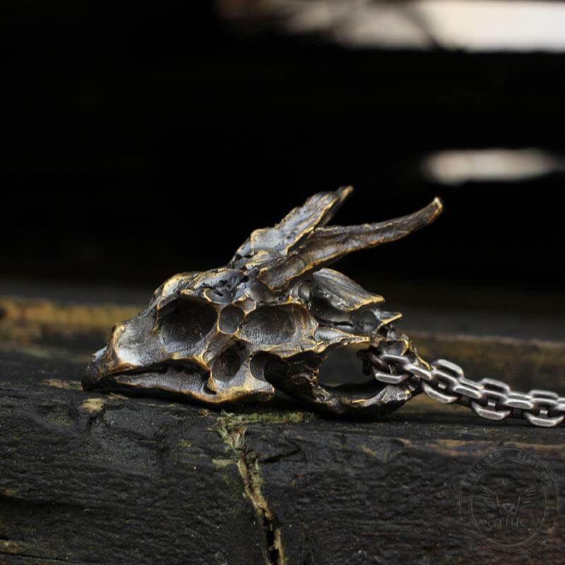Dragon Sterling Silver Mens Skull Necklace