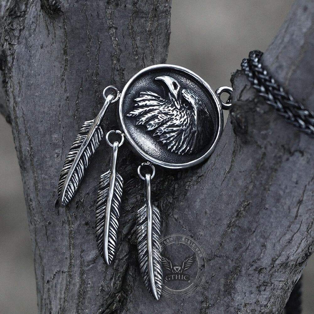 Indian Eagle Feather Stainless Steel Pendant