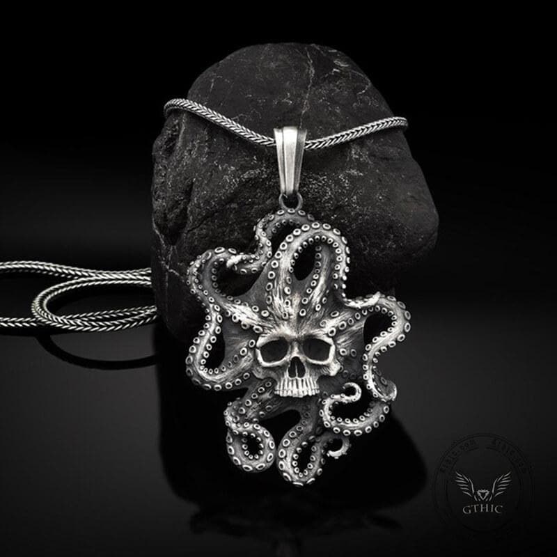Kraken Octopus Pure Tin Skull Necklace