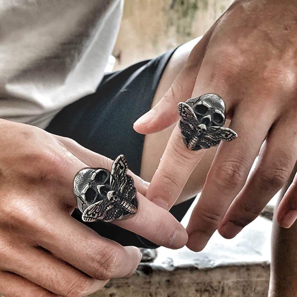 Skull And Butterfly Stainless Steel Ring