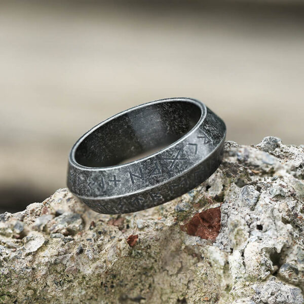 Retro Runes Stainless Steel Viking Ring
