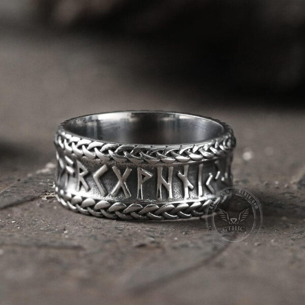 Elder Futhark Runes Stainless Steel Ring