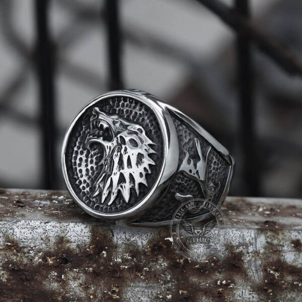 Growling Direwolf Stainless Steel Ring
