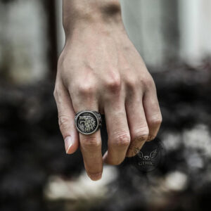 Growling Direwolf Stainless Steel Ring