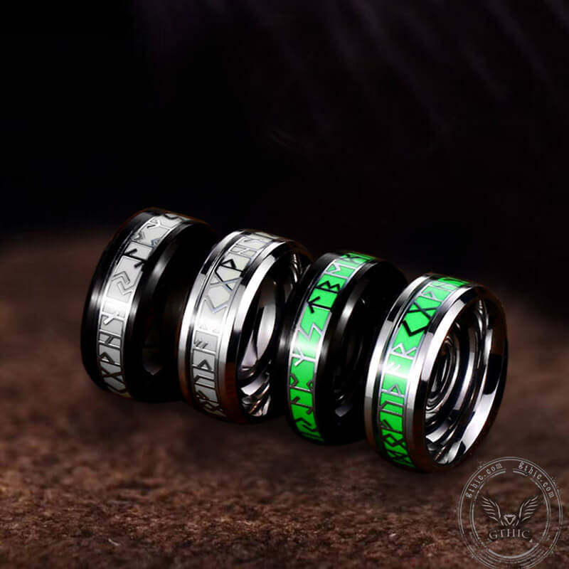 Luminous Runes Stainless Steel Ring