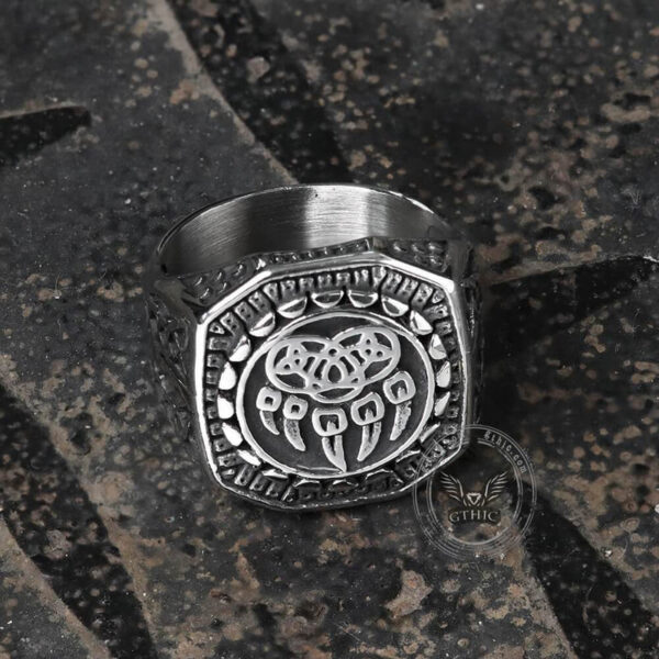 Nordic Bear Paw Stainless Steel Viking Ring